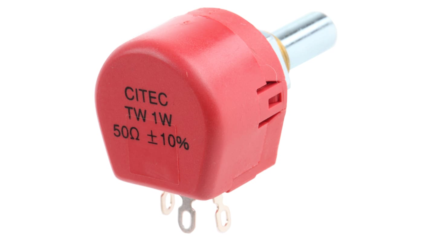 TE Connectivity TW, Tafelmontage  Dreh Potentiometer 50Ω ±10% / 1W , Schaft-Ø 6,35 mm