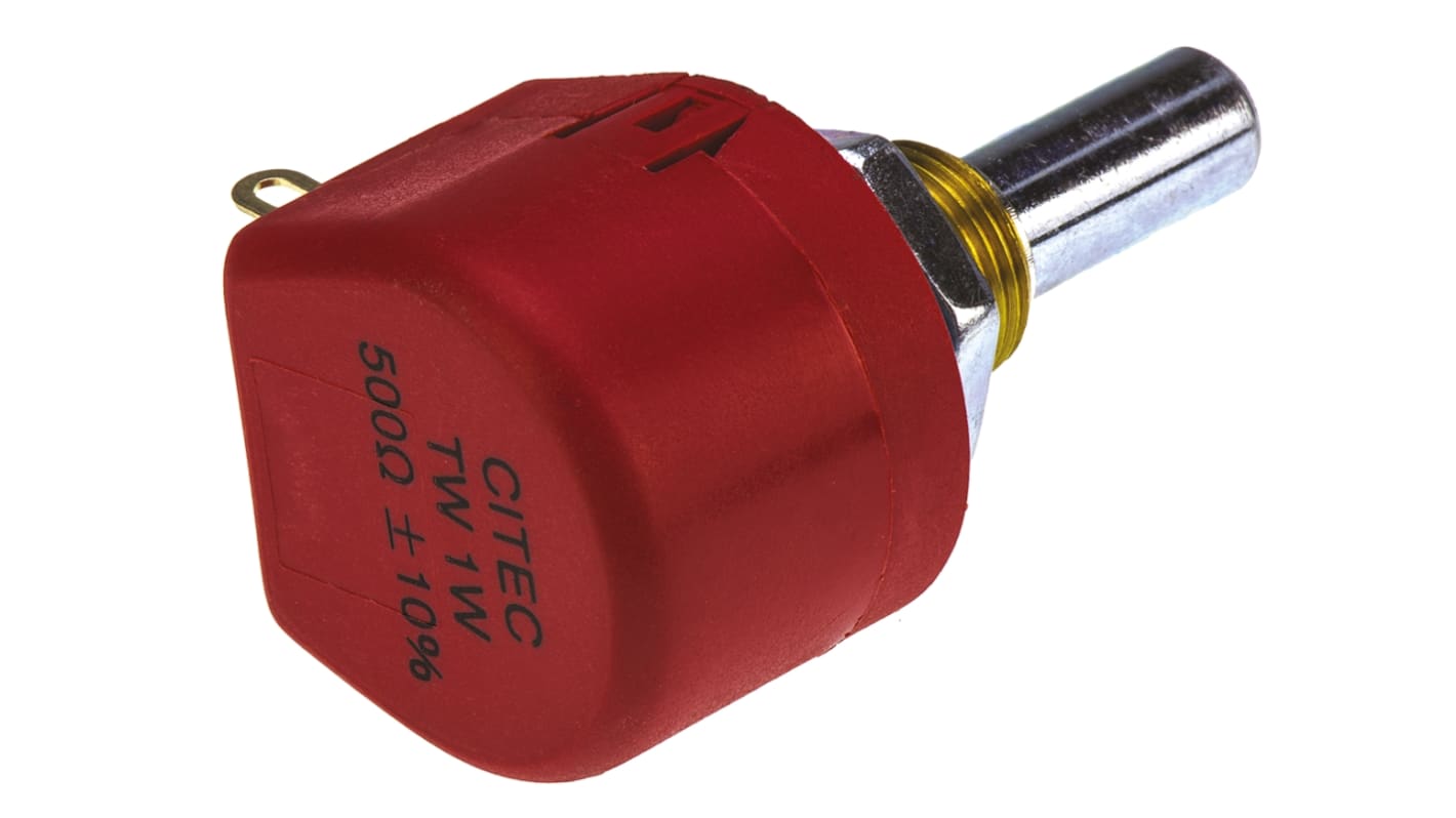 TE Connectivity TW, Tafelmontage  Dreh Potentiometer 500Ω ±10% / 1W , Schaft-Ø 6,35 mm