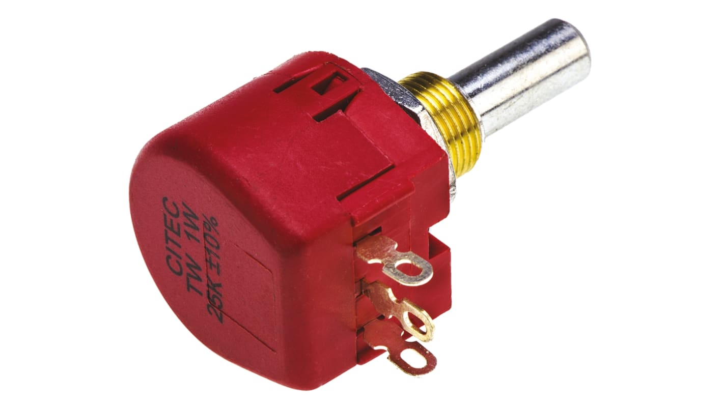 TE Connectivity TW, Tafelmontage  Dreh Potentiometer 25kΩ ±10% / 1W , Schaft-Ø 6,35 mm