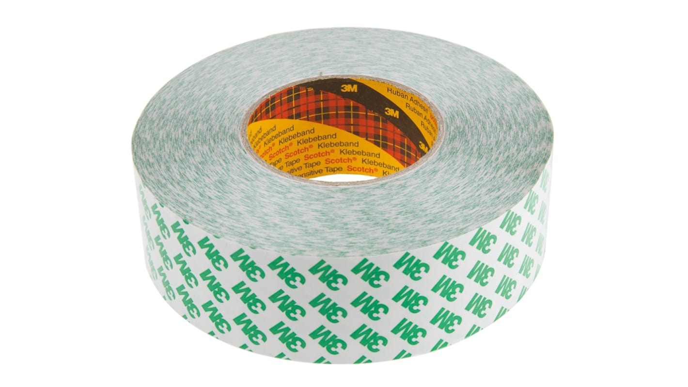 3M, Dobbeltklæbende plasttape, 50m, Bredde: 50mm, Tykkelse: 0.26mm, Hvid Farve 9087