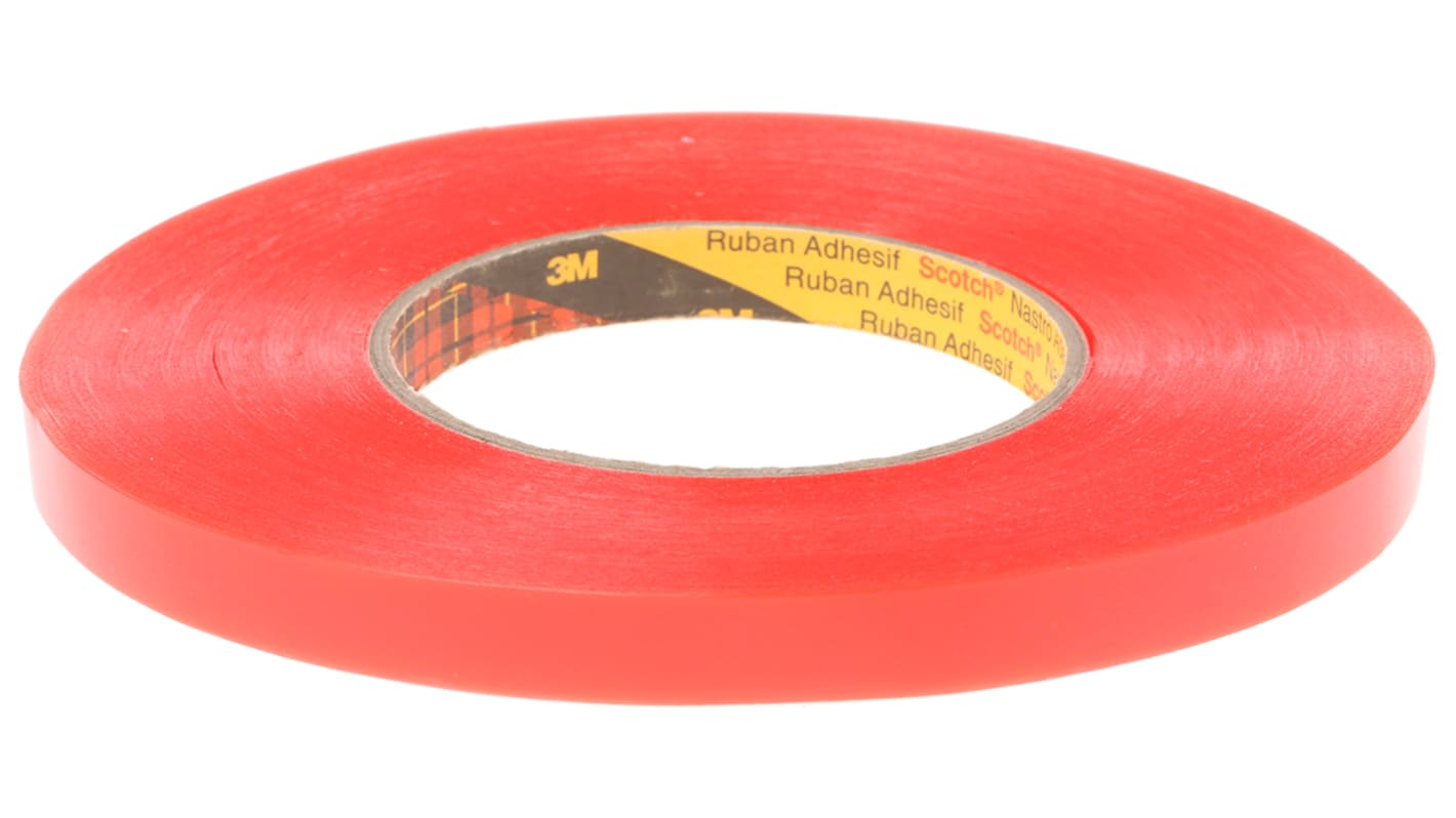 3M 3M 9088FL Transparent Double Sided Plastic Tape, 0.21mm Thick, 15 N/cm, PET Backing, 12mm x 50m