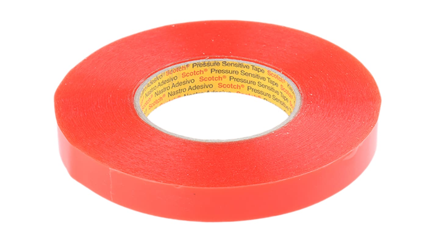 3M 9088FL Transparent Double Sided Plastic Tape, 0.21mm Thick, 15 N/cm, PET Backing, 19mm x 50m