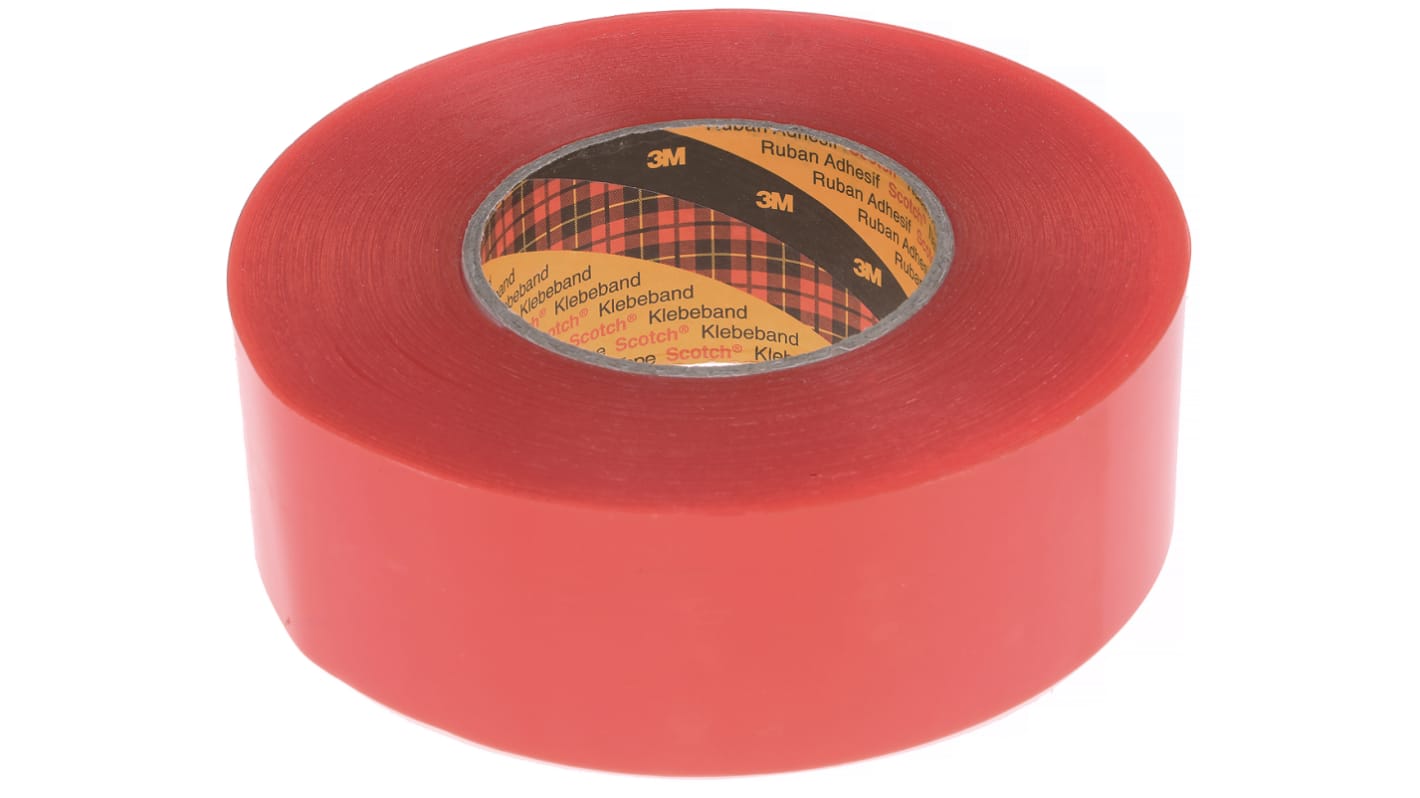 3M 3M 9088FL Transparent Double Sided Plastic Tape, 0.21mm Thick, 15 N/cm, PET Backing, 50mm x 50m