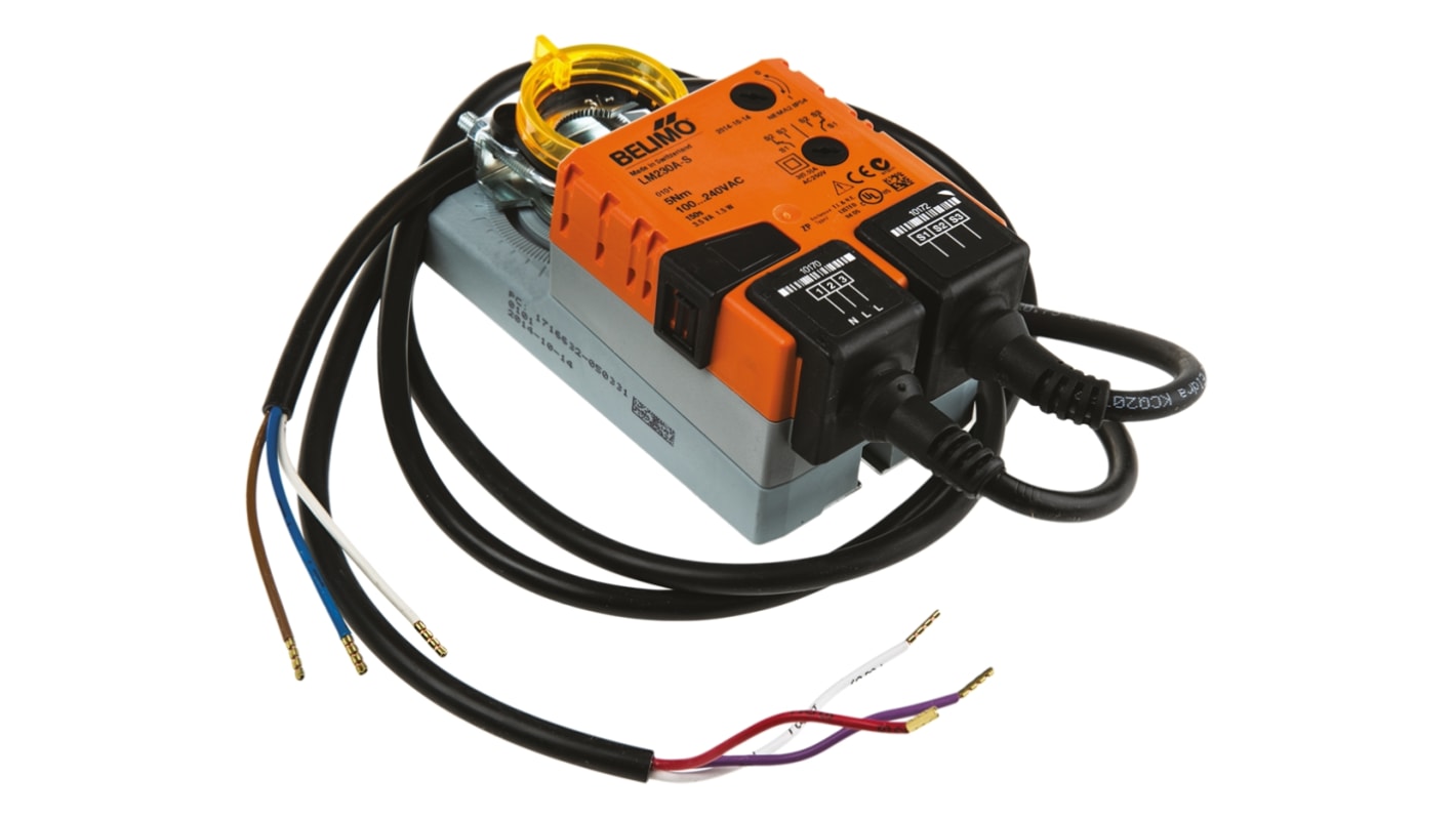 Actuador de compuerta Belimo, par 5Nm, 240 V ac, 1.5W, para eje de 6 → 20mm, control abierto/cerrado