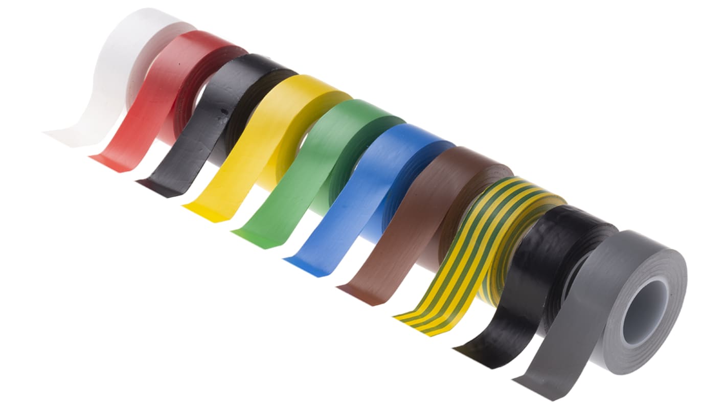 Advance Tapes Isoleringstape, Assorteret Colours 8000V PVC, 19mm x BS EN 60454-3-1/type 2 10m, Tykkelse: 0.13mm AT7