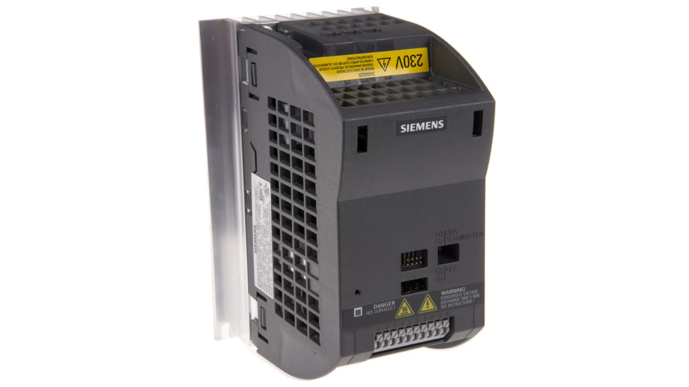 Siemens Inverter Drive, 0.12 kW, 1 Phase, 230 V ac, 2.3 A, SINAMICS G110 Series