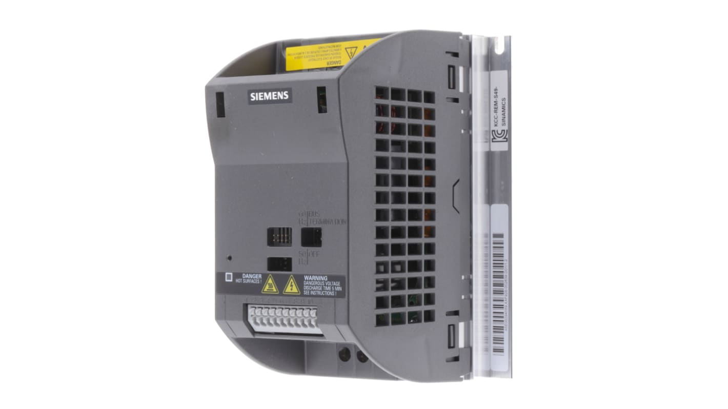 Siemens Inverter Drive, 0.37 kW, 1 Phase, 230 V ac, 6.2 A, SINAMICS G110 Series
