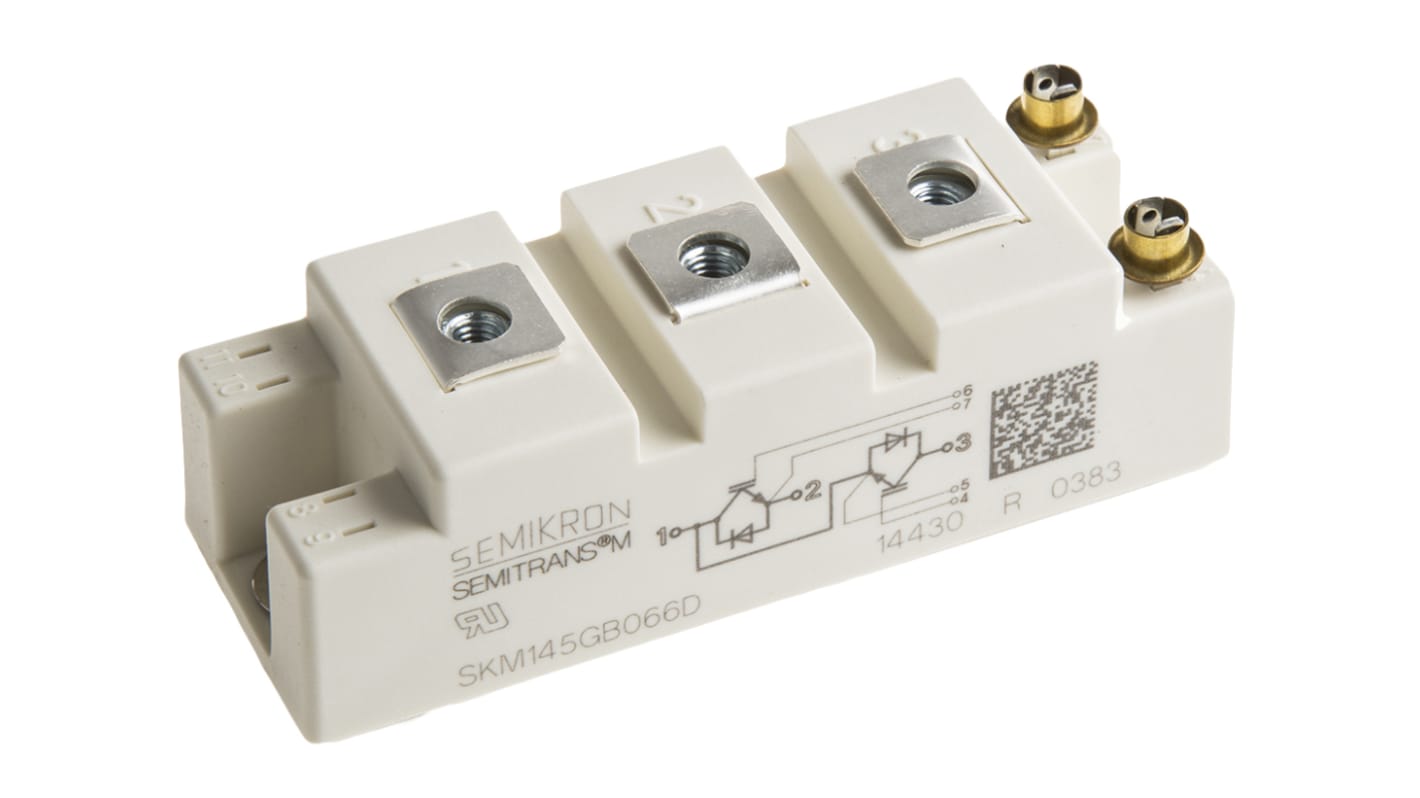 Semikron SKM145GB066D IGBT-modul N-csatornás, 195 A, 600 V, 7-tüskés, SEMITRANS2 Sorba kötött