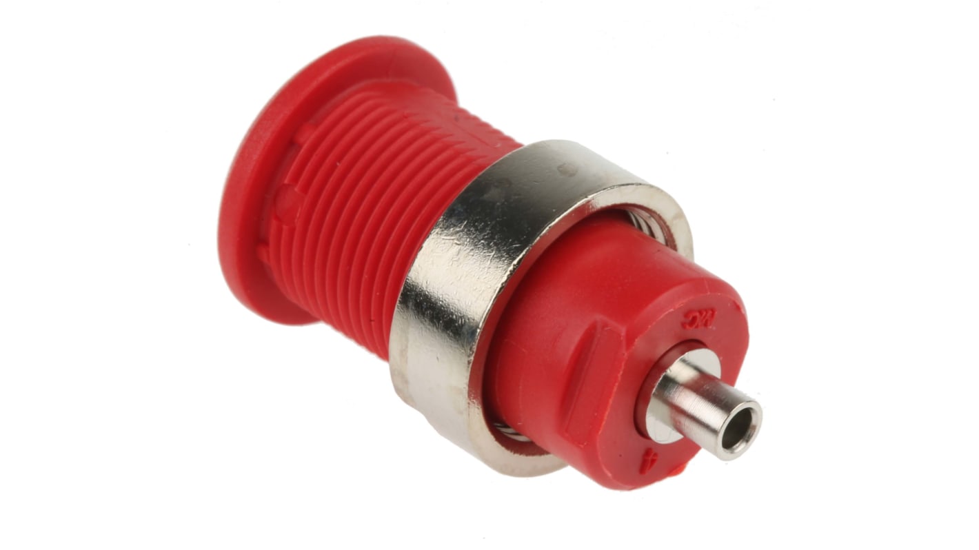 Conector banana hembra Hembra, 24A, 1000V, Contacto Níquel, Rojo