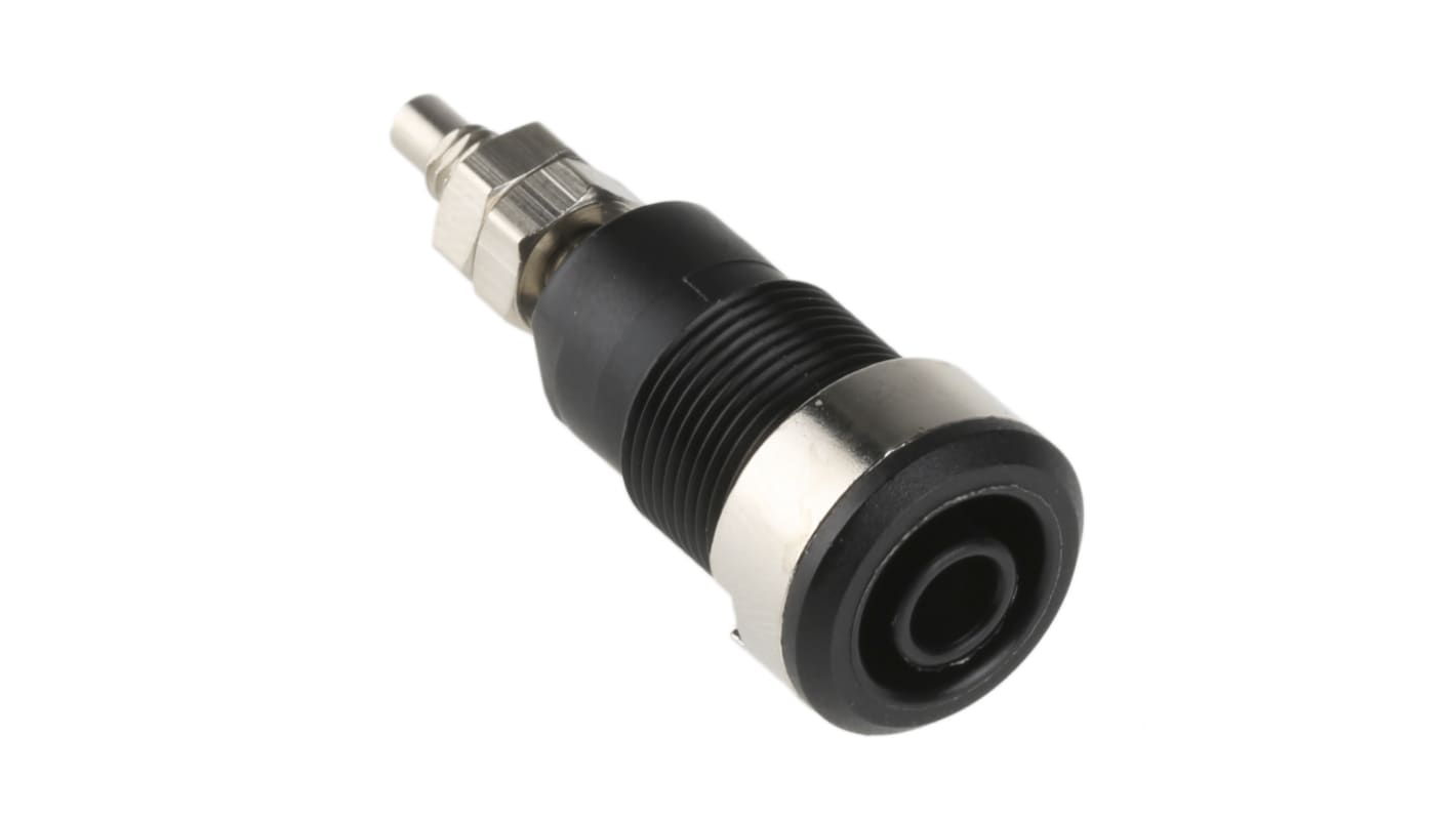 Conector banana hembra Hembra, 32A, 1000V, Contacto Níquel, Negro