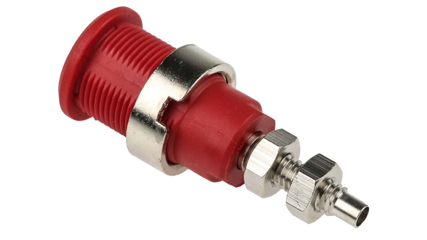 Staubli Red Female Banana Socket, 4 mm Connector, Solder Termination, 32A, 1000V, Nickel Plating