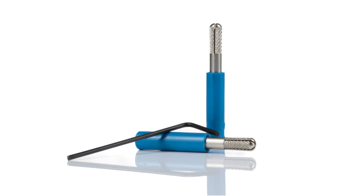 Staubli Blue, Male to Female Test Connector Adapter With Brass contacts and Nickel Plated - Socket Size: 4mm