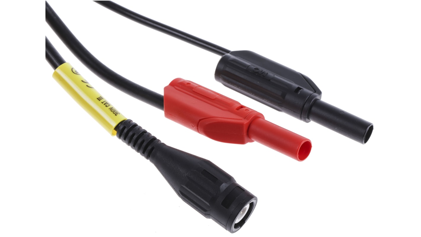 Staubli BNC-Messleitung Stecker / Stecker, Schwarz, Rot PVC-isoliert 1m, 300V CAT II 600V