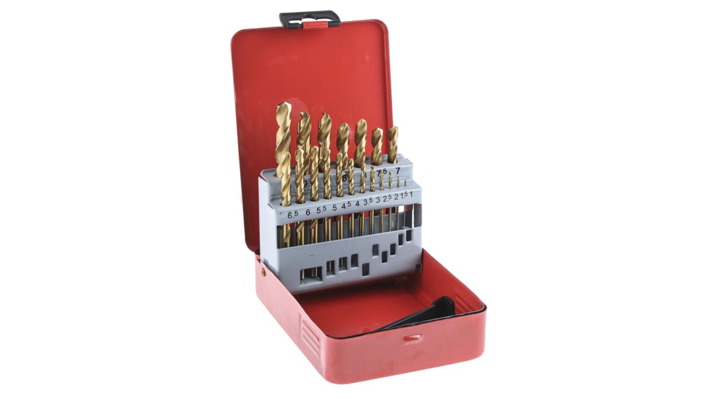 RS PRO 19-Piece Twist Drill Bit Set for Metal, 10mm Max, 1mm Min, HSS Bits