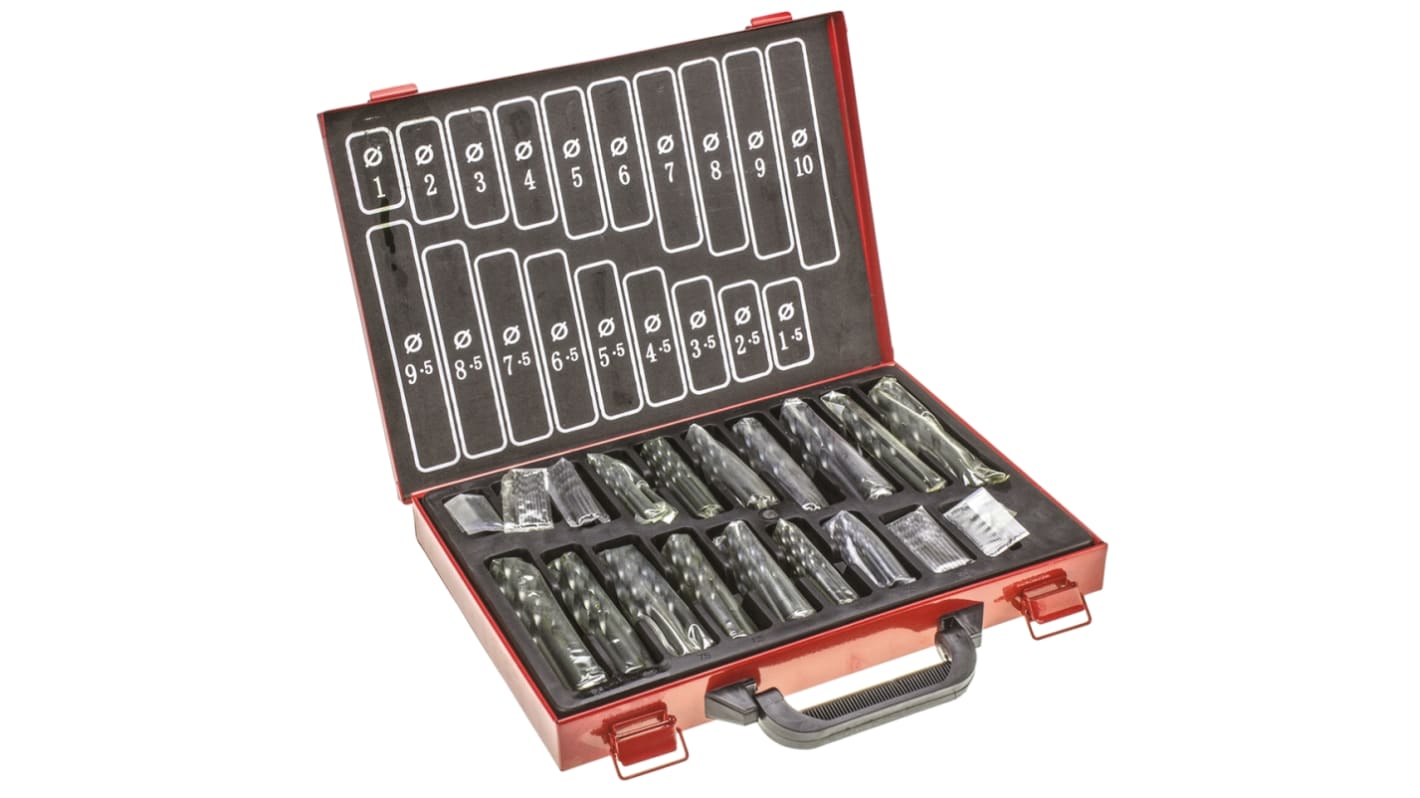 RS PRO 170Piece Twist Drill Bit Set for Metal, 10mm Max, 1mm Min, HSS