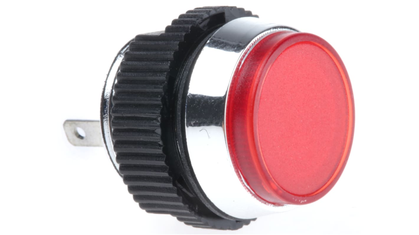 Indicador LED Signal Construct, Rojo, lente prominente, marco Cromo, Ø montaje 16mm, 12 → 14V, 20mA, 85mcd, IP67