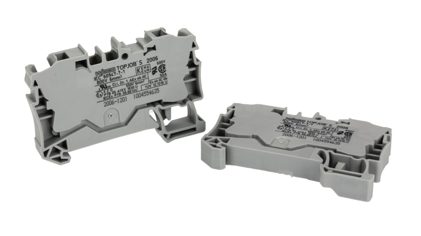 2006-1201 | Wago TOPJOB S, 2006 Series Grey Feed Through Terminal Block ...