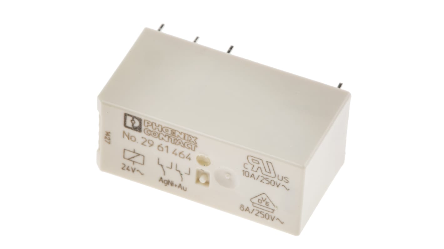 Phoenix Contact PCB Mount Power Relay, 24V ac Coil, 10A Switching Current, DPDT