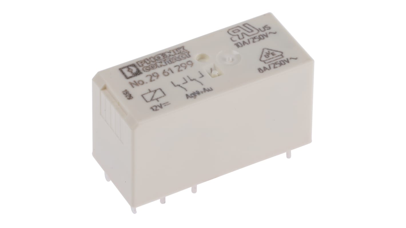 Phoenix Contact PCB Mount Power Relay, 12V dc Coil, 10A Switching Current, DPDT