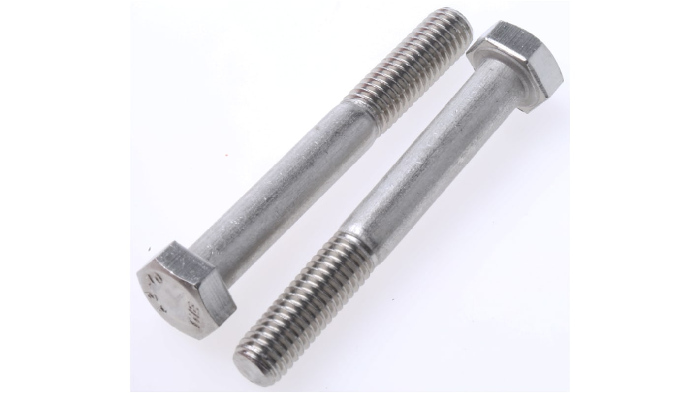 Plain Stainless Steel, Hex Bolt, M8 x 60mm