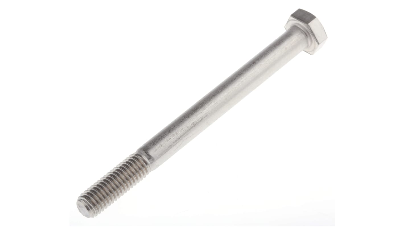 M8 x 90mm Bolt med sekskanthoved, Blank, Rustfrit stål A2 304