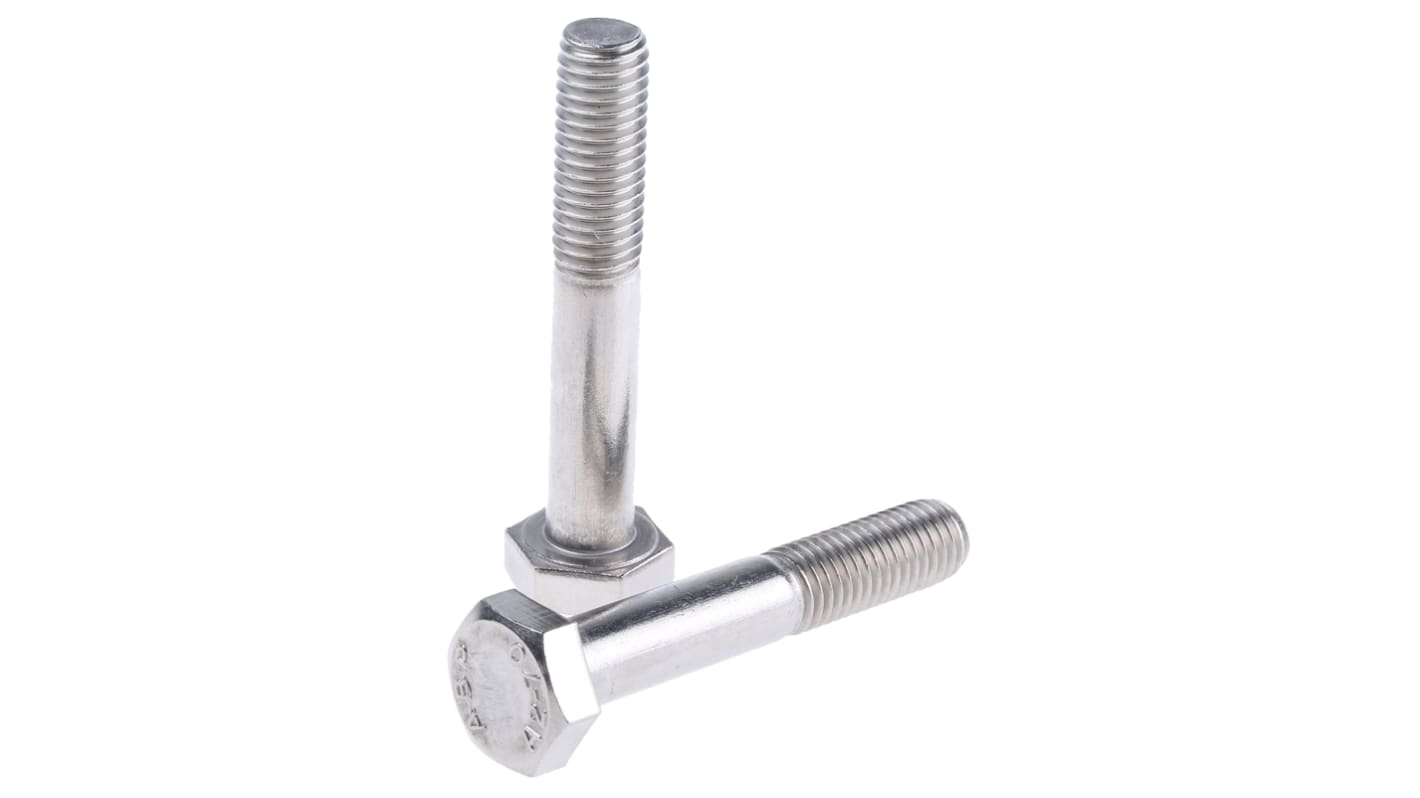 Plain Stainless Steel, Hex Bolt, M10 x 60mm