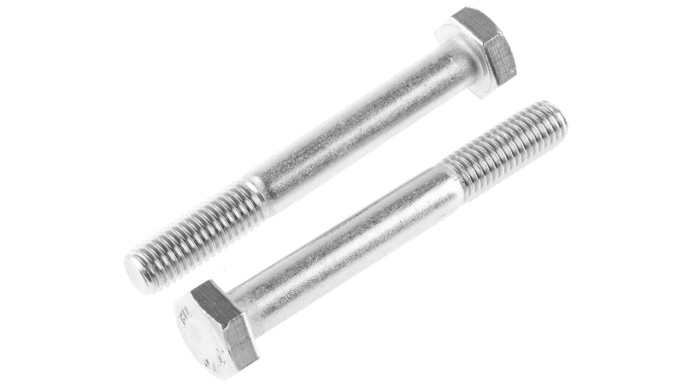 Plain Stainless Steel, Hex Bolt, M10 x 80mm