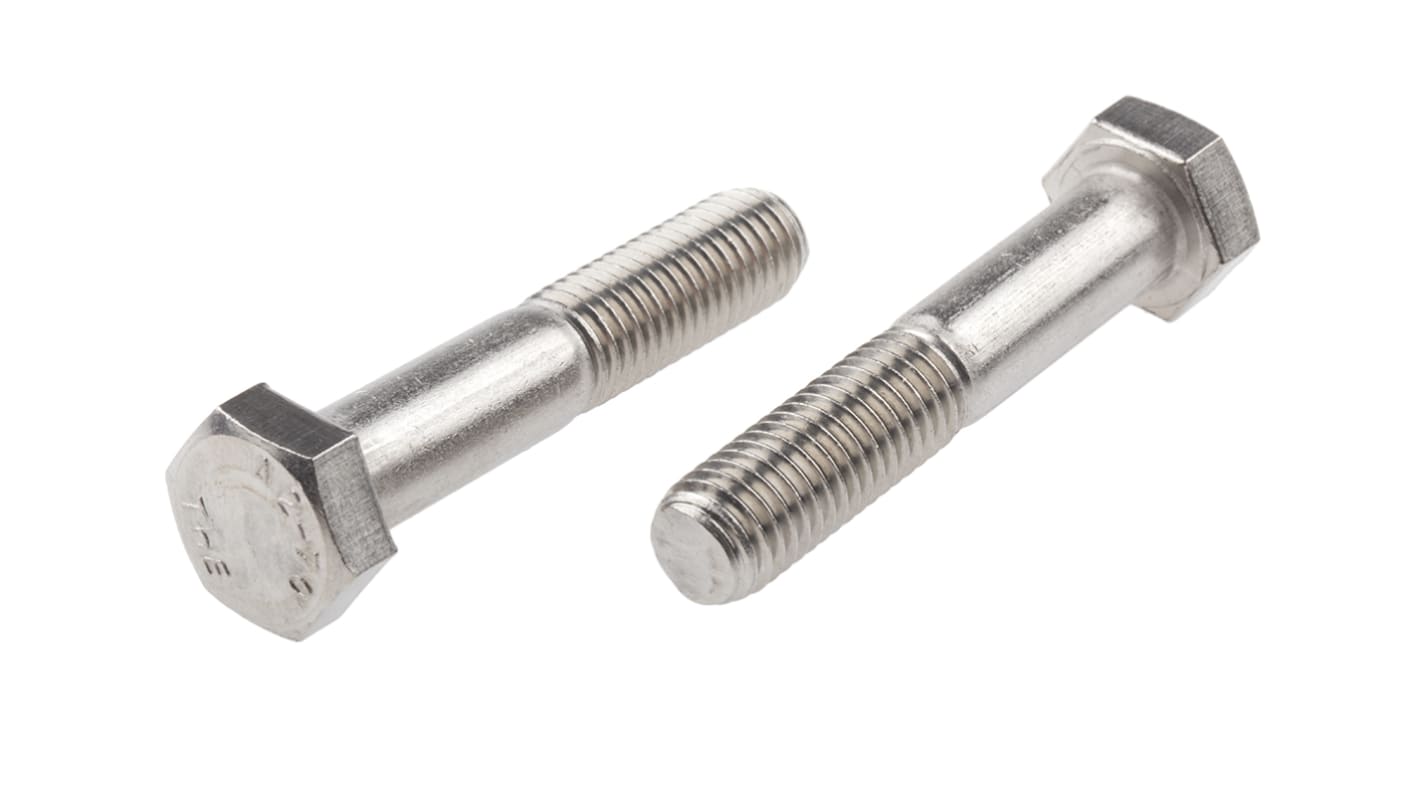 Plain Stainless Steel, Hex Bolt, M12 x 65mm