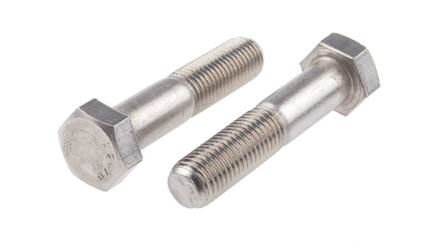 RS PRO Stainless Steel Hex, Hex Bolt, M16 x 75mm