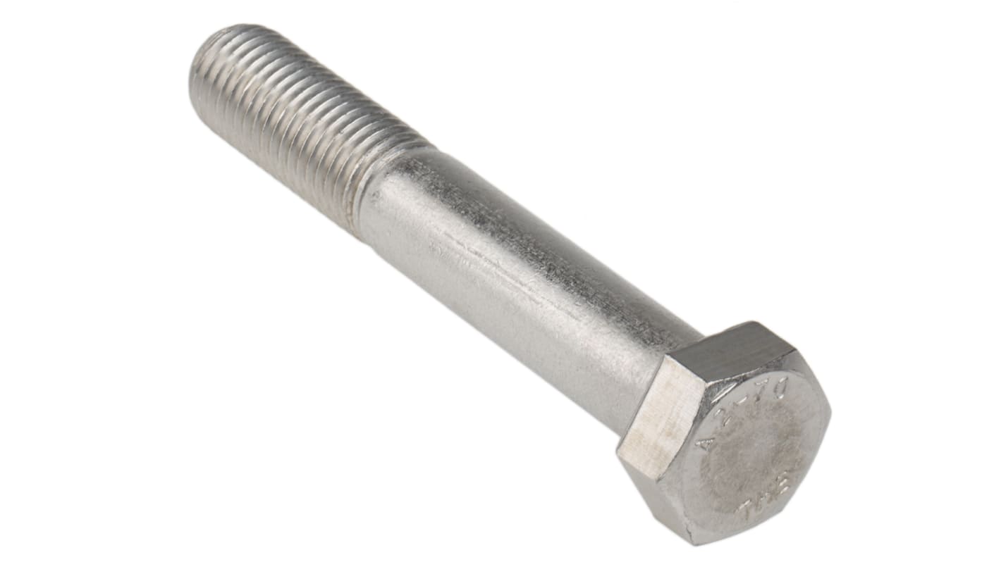 RS PRO Stainless Steel Hex, Hex Bolt, M16 x 100mm