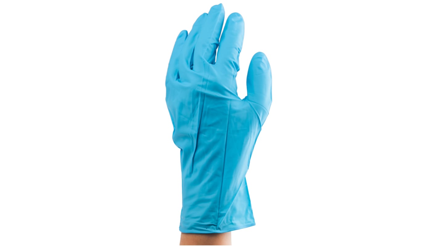 RS PRO Blue Powder-Free Nitrile Disposable Gloves, Size 6.5, Small, Food Safe, 100 per Pack