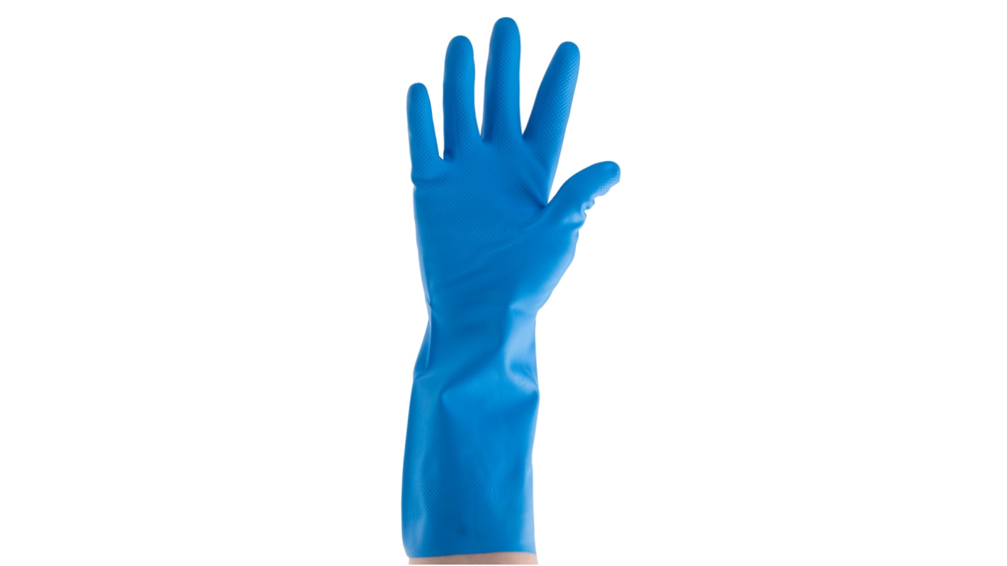 Guantes de trabajo de Nitrilo Azul Polyco Healthline, talla 7, con recubrimiento de Nitrilo, Resistente a sustancias