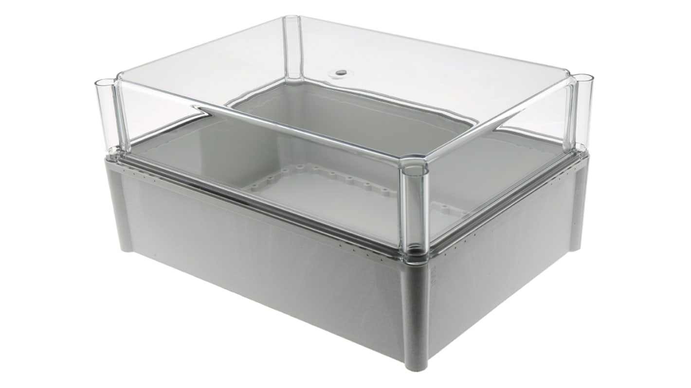 Fibox SOLID PC Series Grey Polycarbonate Enclosure, IP67, Transparent Lid, 378 x 278 x 180mm