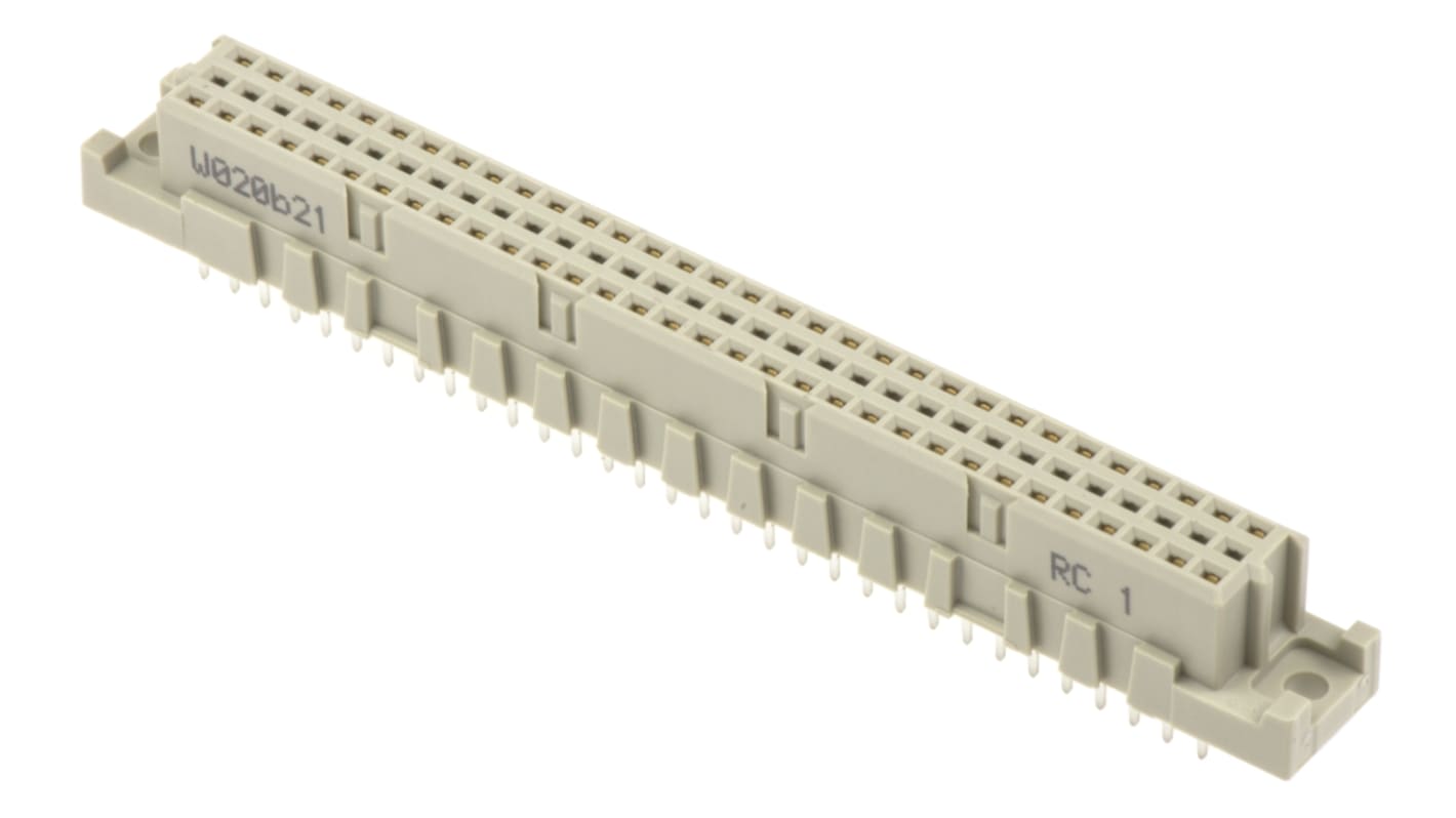 Conector DIN 41612 hembra RS PRO de 64 contactos, paso 2.54mm, 2 filas, clase C1