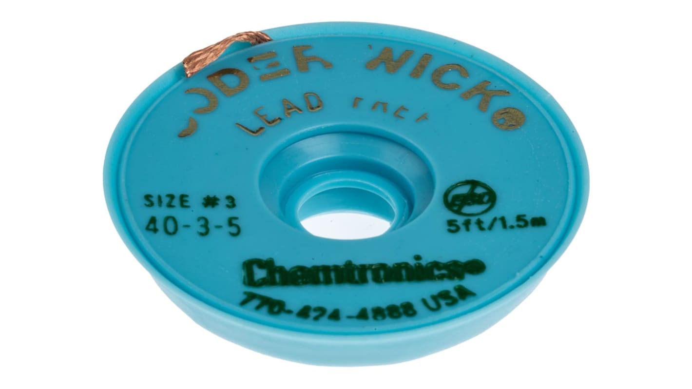 4035 Chemtronics 1.5m Lead Free Desoldering Braid, Width 2mm RS