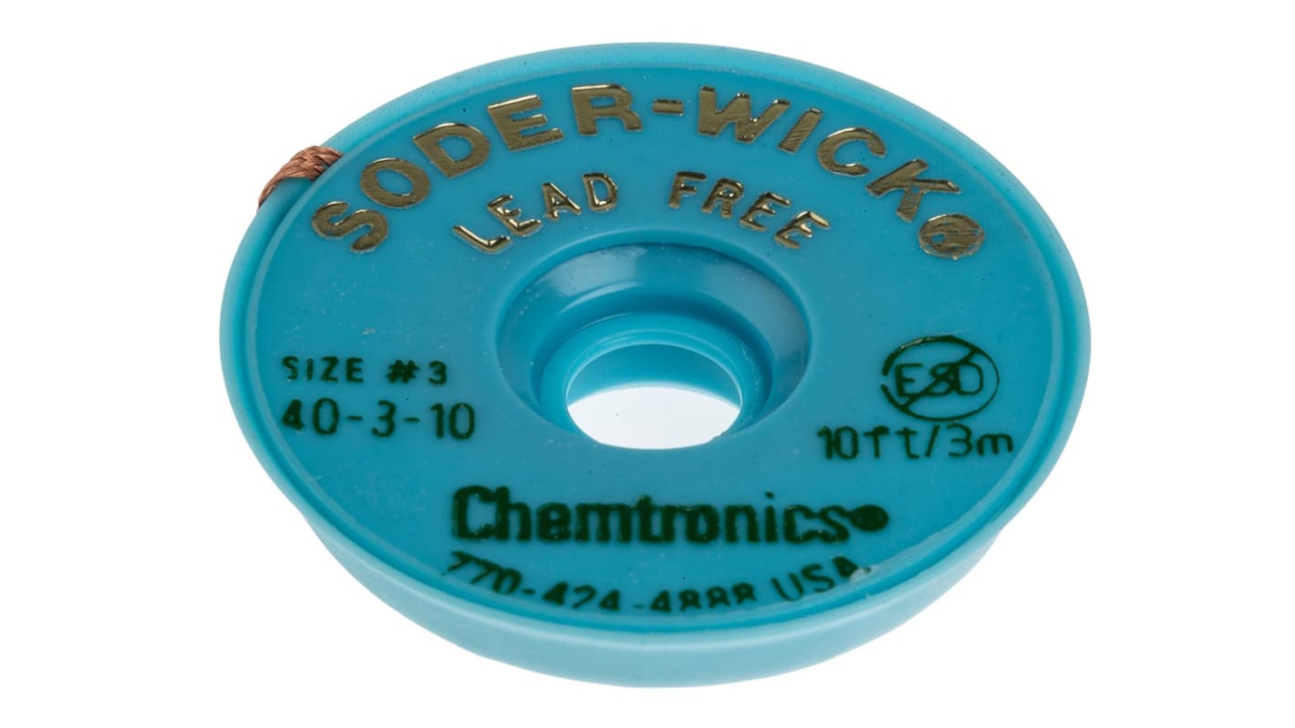 40310 Chemtronics 3m Lead Free Desoldering Braid, Width 2mm RS