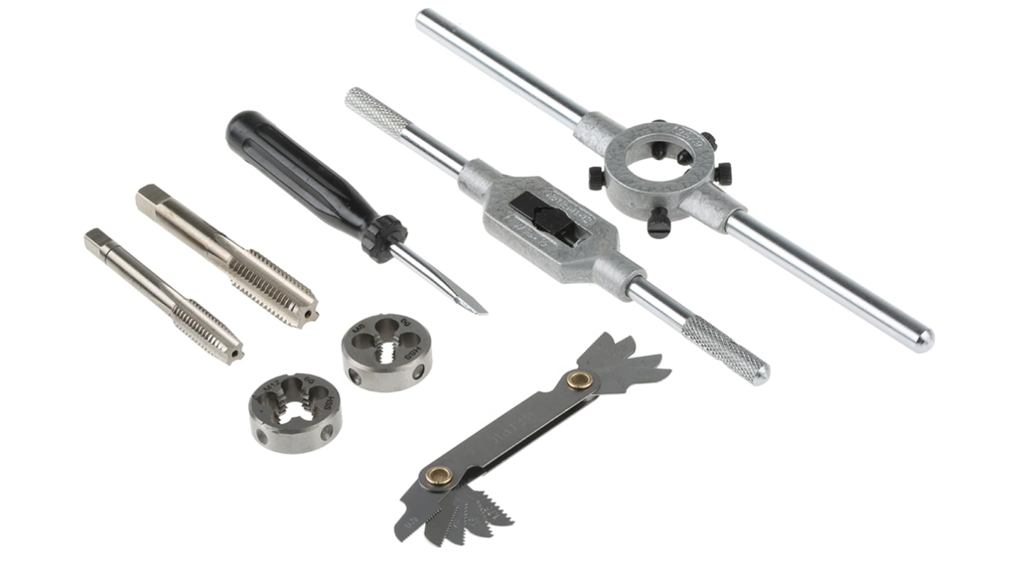 10711 EVENTUS 16Piece HSS Thread Tap & Die Set, M3 M12 Taps, M3 M12 Dies RS