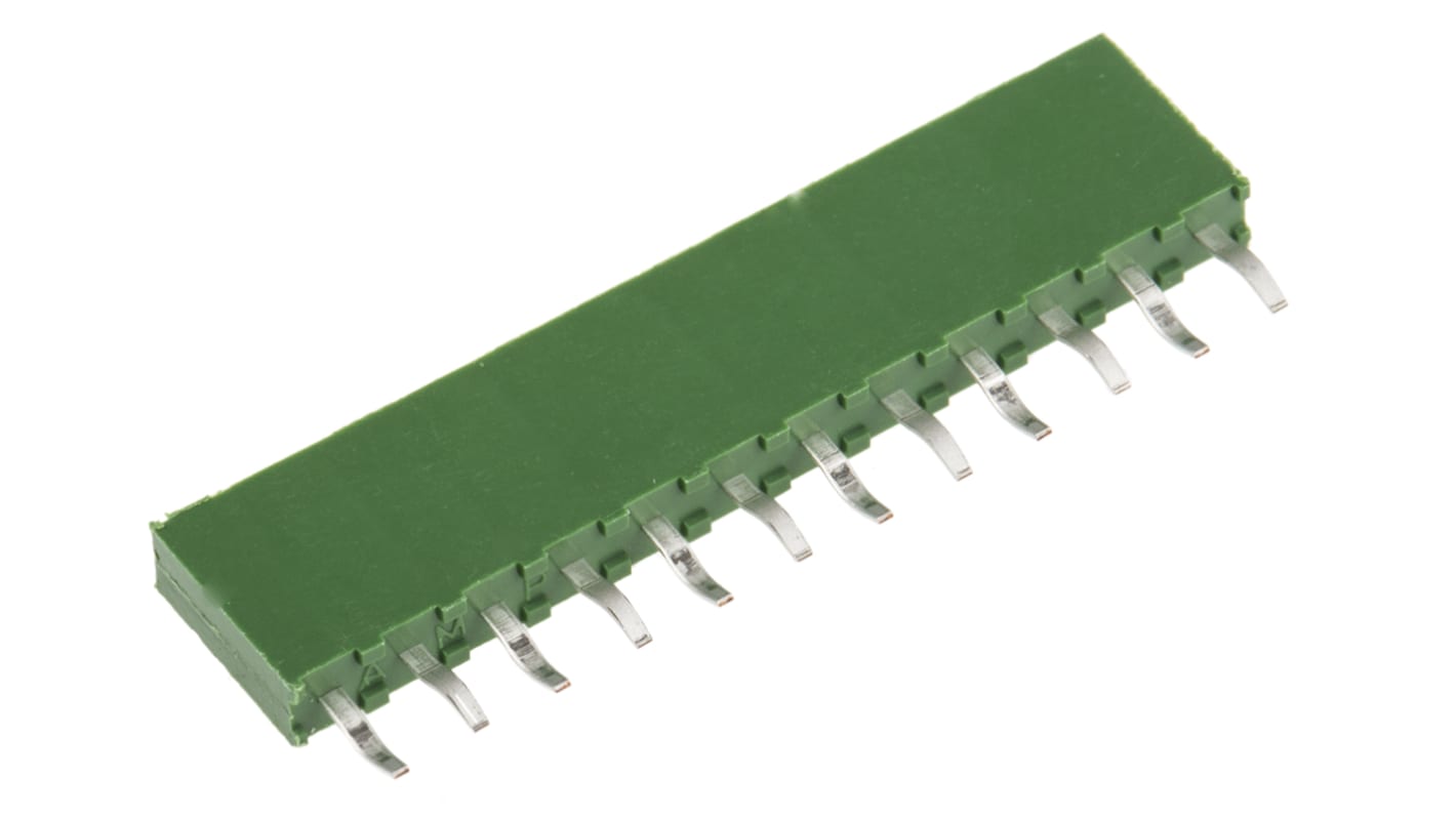 TE Connectivity AMPMODU HV100 Series Straight Through Hole Mount PCB Socket, 12-Contact, 1-Row, 2.54mm Pitch, Solder