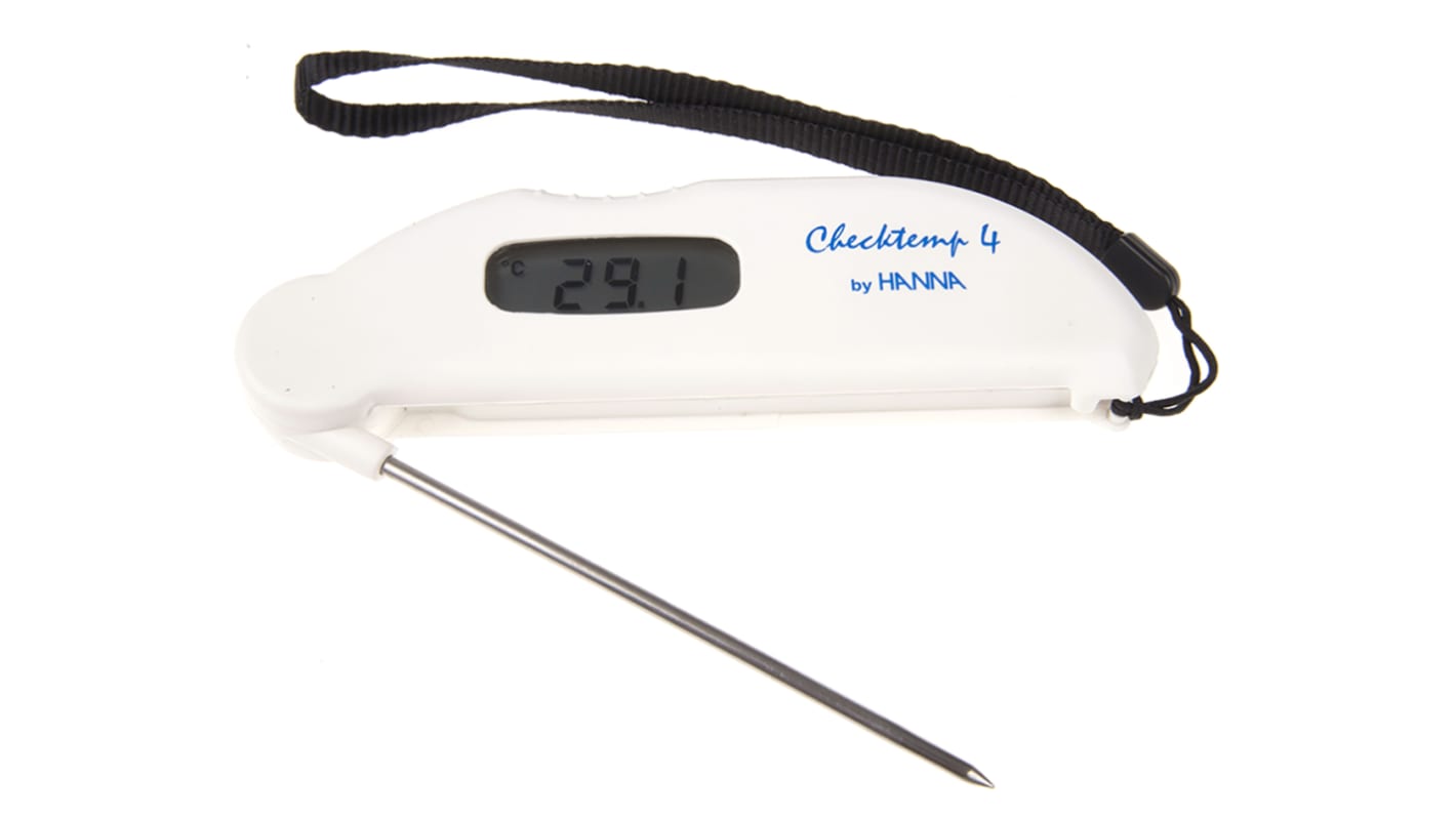 Hanna Instruments CHECKTEMP 4 Wired Folding Thermometer with Probe for Food Industry Use, 1 Input(s), +220°C Max, ±0.3