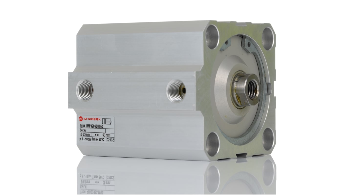 Norgren Pneumatic Compact Cylinder - 63mm Bore, 50mm Stroke, RM/92000/M Series, Double Acting