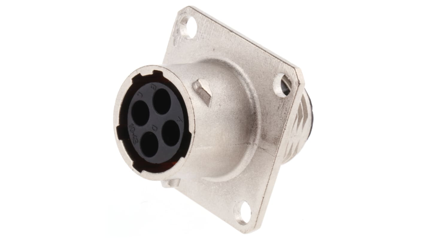 Souriau, UTO 4 Way Wall Mount MIL Spec Circular Connector Receptacle, Socket Contacts,Shell Size 10, Bayonet Coupling