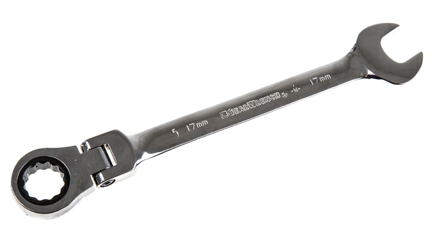 GearWrench Combination Ratchet Spanner, 17mm, Metric, Double Ended, 226 mm Overall