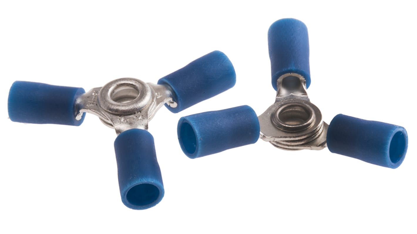 RS PRO Insulated Ring Terminal, 4 mm, #8 Stud Size, 1.5mm² to 2.5mm² Wire Size, Blue