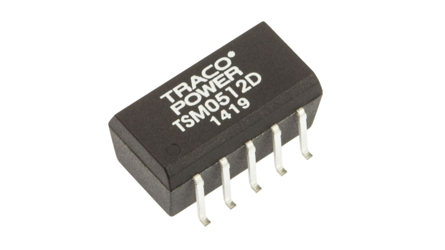 TRACOPOWER TSM DC-DC Converter, ±12V dc/ ±40mA Output, 4.5 → 5.5 V dc Input, 1W, Surface Mount, +85°C Max Temp