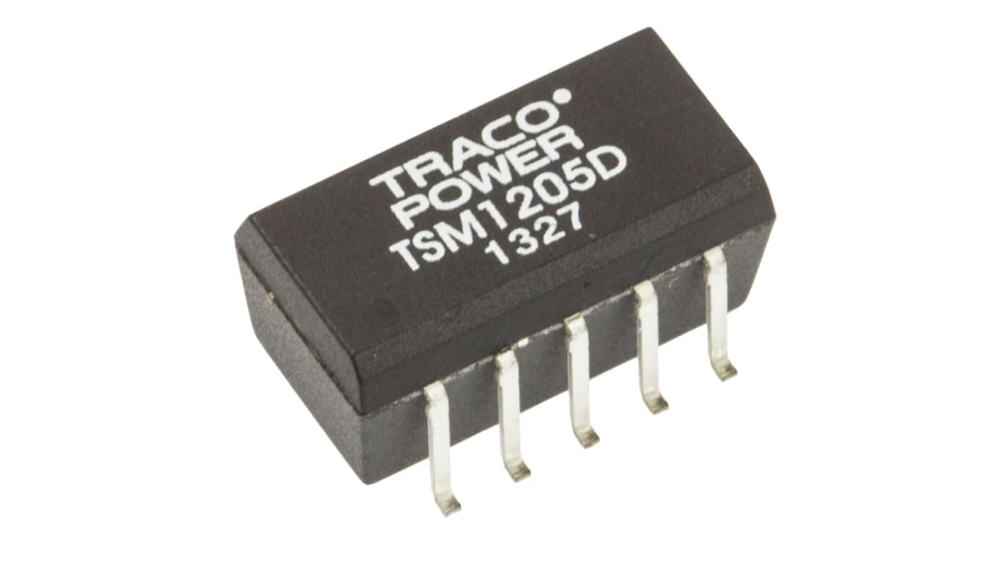 TRACOPOWER TSM DC-DC Converter, ±5V dc/ ±100mA Output, 10.8 → 13.2 V dc Input, 1W, Surface Mount, +85°C Max Temp