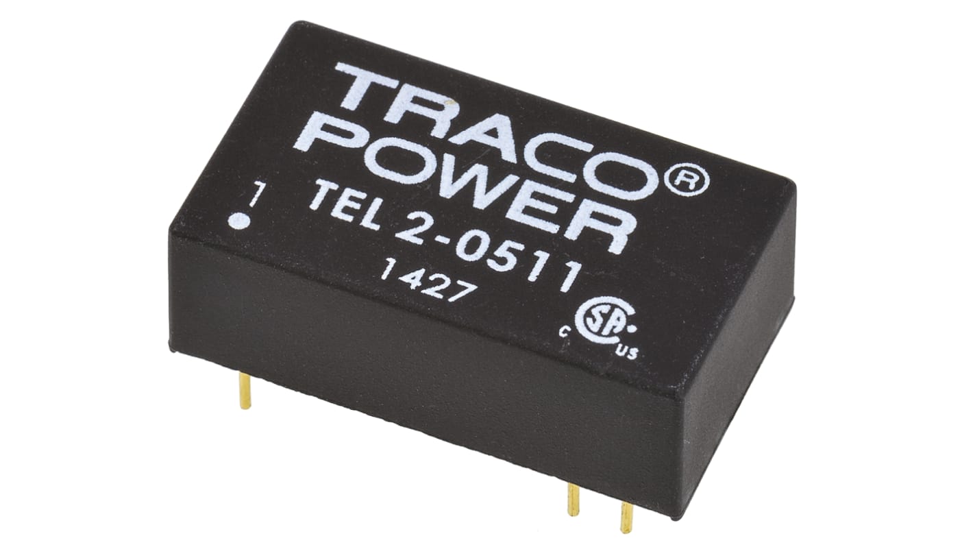 TRACOPOWER TEL 2 DC-DC Converter, 5V dc/ 400mA Output, 4.5 → 9 V dc Input, 2W, Through Hole, +75°C Max Temp