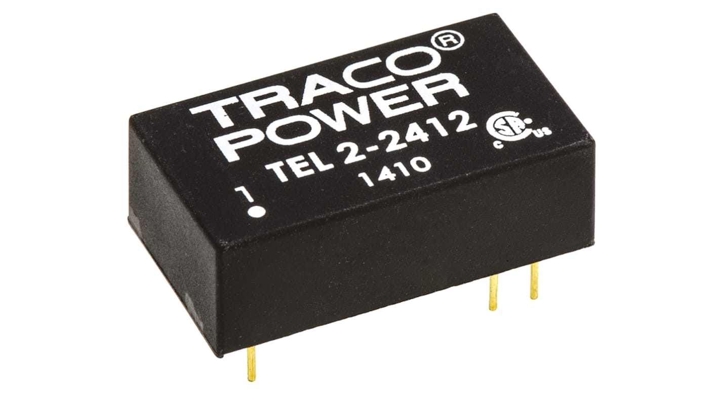 TRACOPOWER TEL 2 DC-DC Converter, 12V dc/ 165mA Output, 18 → 36 V dc Input, 2W, Through Hole, +75°C Max Temp