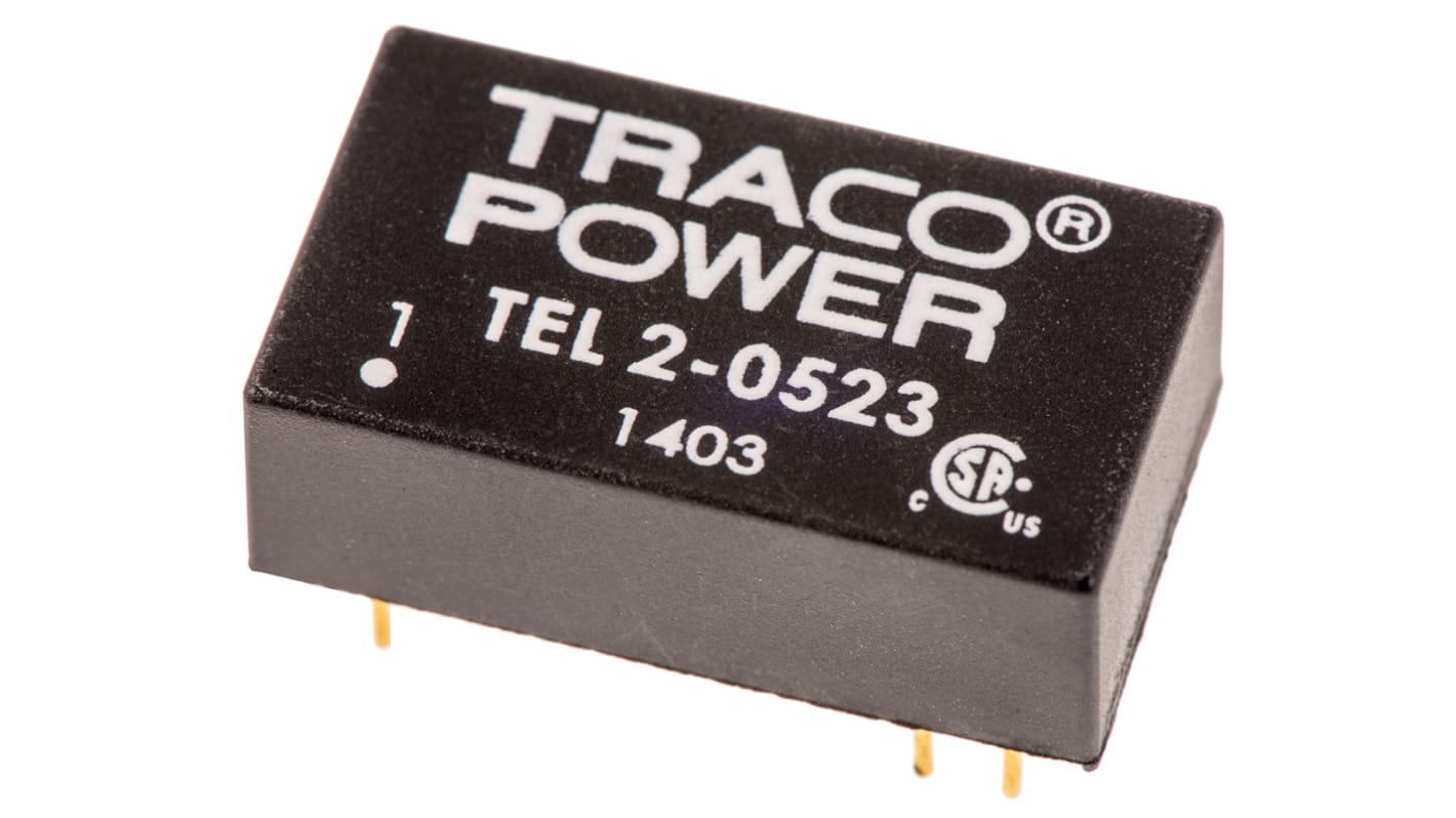 TRACOPOWER TEL 2 DC-DC Converter, ±15V dc/ ±65mA Output, 4.5 → 9 V dc Input, 2W, Through Hole, +75°C Max Temp