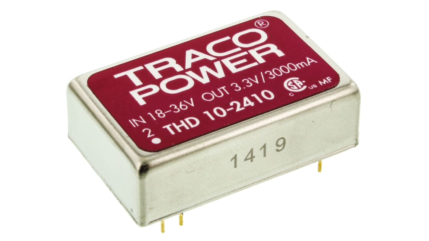 Convertisseur DC-DC TRACOPOWER, THD 10, Montage traversant, 10W, 1 sortie, 3.3V c.c., 3A