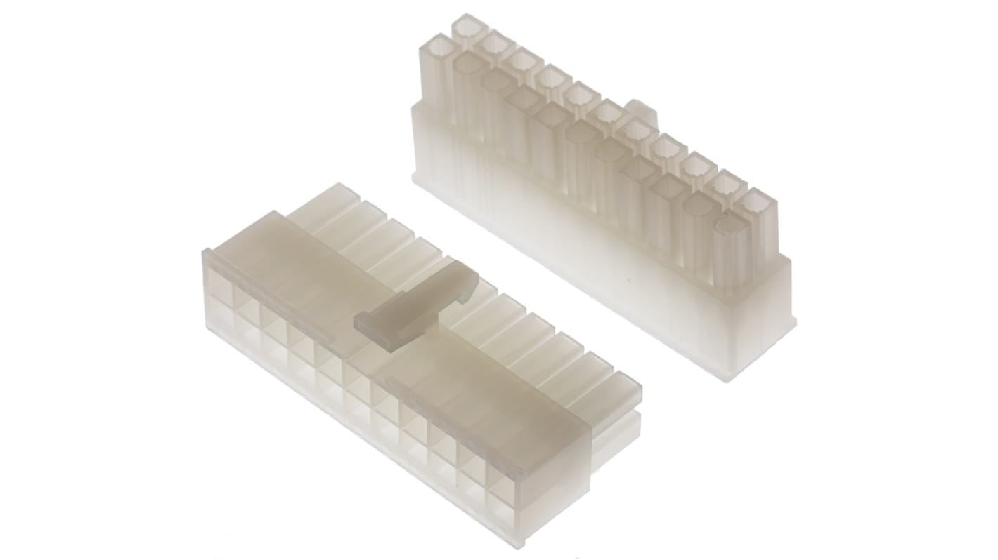 Carcasa de conector Molex 39-01-2220, Serie Mini-Fit Jr, paso: 4.2mm, 22 contactos, 2 filas, Recto, Hembra, Montaje de